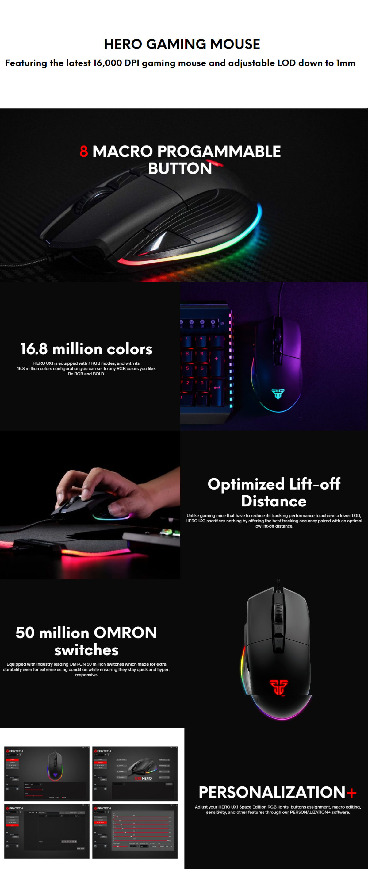 Fantech UX1 Hero RGB Wired Gaming Mouse - Penguin.com.bd