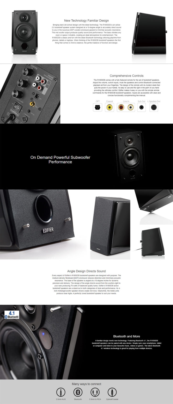 Edifier R1850DB Subwoofer Supported Wireless Bookshelf Speakers ...