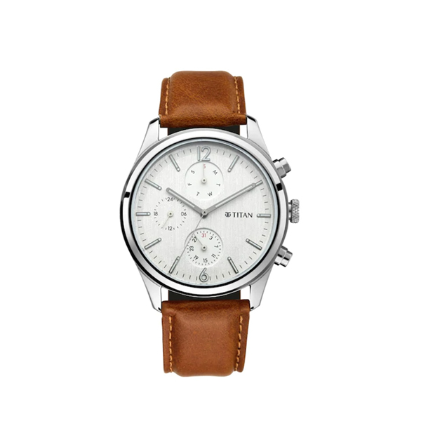 Titan 1805SL04 Workwear Watch with White Dial & Leather Strap - Penguin ...