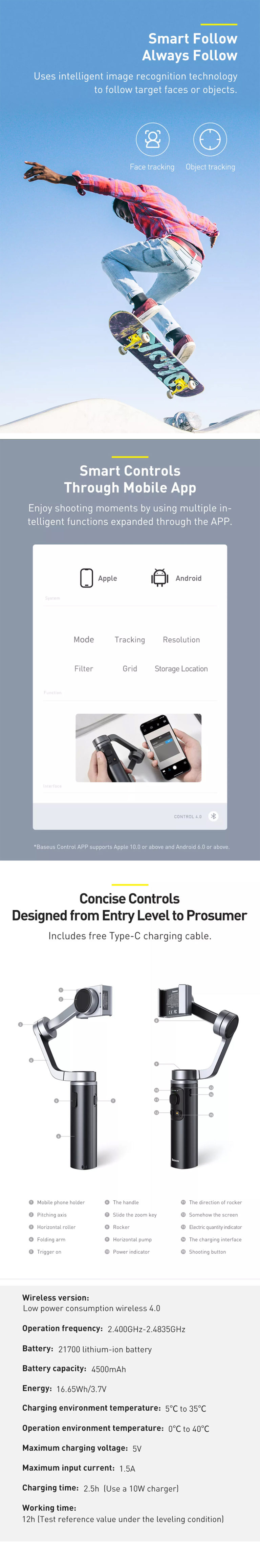 Baseus control smartphone handheld gimbal stabilizer обзор